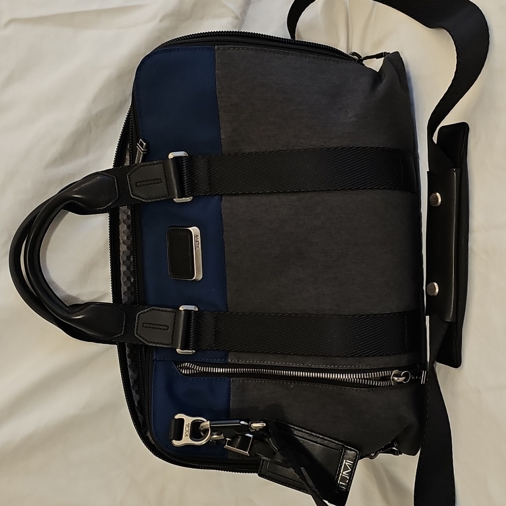 TUMI Alpha Bravo Aviano Slim Brief Navy & Gray Bag